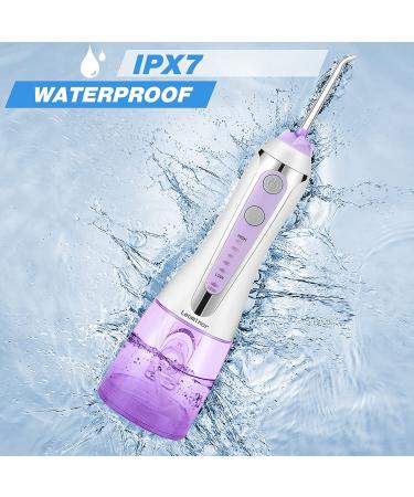 Leominor Cordless Water Flosser - Professional Oral Irrigator 2021 | IPX7 Waterproof, Rechargeable, 7 Jet Tips, Travel Bag | Purple - Buy Online on GoSupps.com