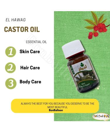 bonballoon 1 Pack El hawag Castor Oil Cold Pressed Premium Natural Pure Undiluted For Hair Skin Care Eyelashes & Eyebrows No Additives Non Gmo Kosher Halal (1 oz / 30 ml)  - Buy Online on GoSupps.com