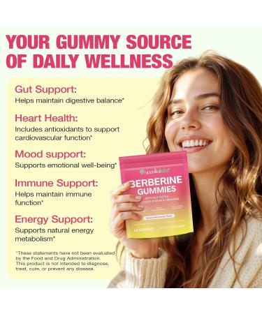 Berberine Gummies with Cinnamon 1000mg Milk Thistle ACV Ampk Organic Berberine Supplement for Immune and Metabolism Energy Gut Health-Sugar Free Watermelon Flavor-60 Gummy 60 Count (Pack of 1) - Buy Online on GoSupps.com