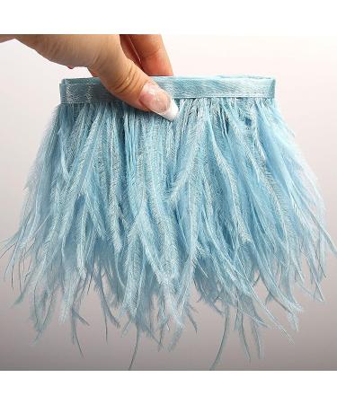 THARAHT Light Blue Ostrich Feather Trim 2 Yard - 4-6 inch Sewing Fringe for DIY Dress Sewing, Craft, Latin Wedding Decor - Buy Online on GoSupps.com