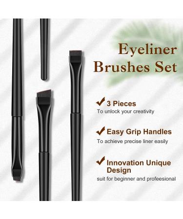 AQUEEN Eyeliner Brush Set - 3 PCS Precision Gel Fine Brushes | Ultra Thin Flat and Angled Brushes for Makeup Tools - Buy Online on GoSupps.com
