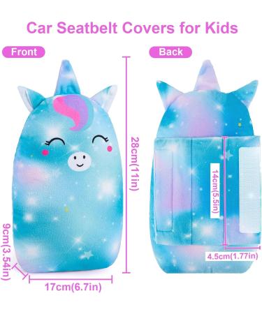 MHJY Cute Unicorn Seat Belt Pads for Kids - Purple Green Car Pillow Seatbelt Strap Cover - Comfortable Head & Neck Support for Toddlers - Girls Boys Children - Buy Online on GoSupps.com