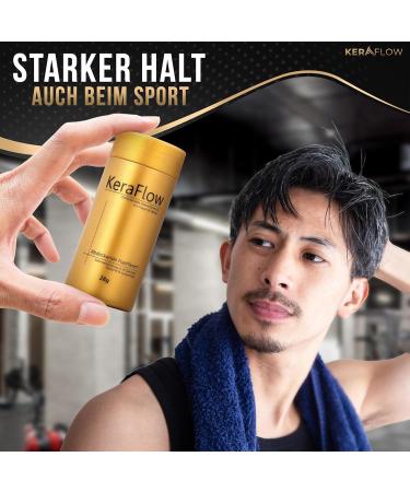 KeraFlow Premium Hair Powder Dark Brown - Fast Hair Thickening Conceals Bald Spots 28g - Buy Online on GoSupps.com