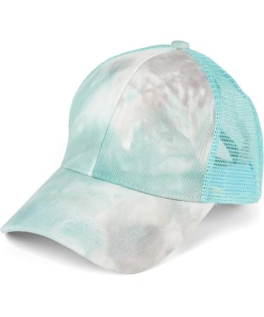 Stylbreaker women ponytail baseball cap in a batik look with mesh use baseball cap Velcro fastener adjustable 04023081 unit size gray-turquois