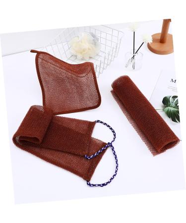Hoement 1 Set Bath Towel Back Washing Strap Back Wash Scrubber Bath Back Scrubber Back Cleaner Nylon Brown - Buy Online on GoSupps.com