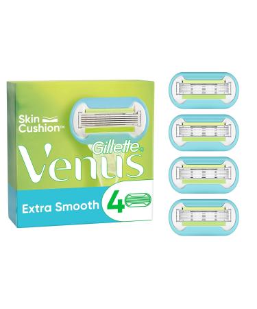 Gillette Venus Extra Smooth razor blades for razors women 4 replacement blades for women's razors with 5-fold blade for an extremely thorough shave new 4 pieces (1 Pack) - Buy Online on GoSupps.com