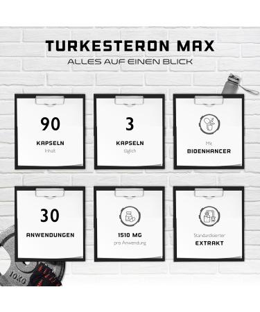 Turkesterone Max - 90 Vegan Capsules - 1510mg Daily Dose - Extra High Strength with Bioenhancer - No Additives - International Shipping Available - Buy Online on GoSupps.com