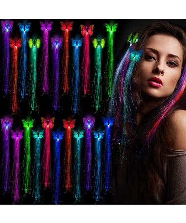 Juexica 24 Pcs LED Lights Hair Accessories Butterfly Fairy Braid Extension Clips Glow in the Dark Party Favors Supplies Neon - Buy Online on GoSupps.com