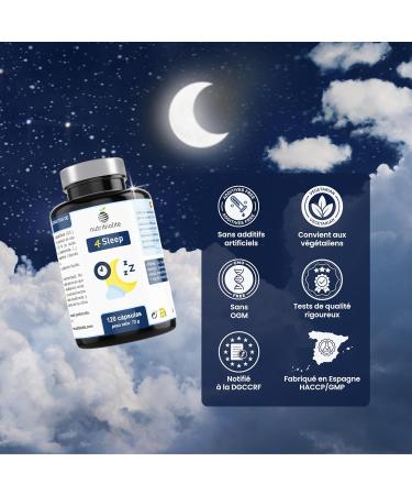 5-HTP and Melatonin 120 High Dosed Capsules for Sleep Well (1 capsule per day) with Valerian and Chamomile. Vegan No Additives - 4Sleep Nutribiolite - Buy Online on GoSupps.com