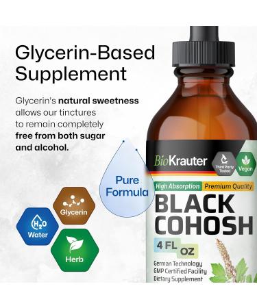 BIO KRAUTER Perimenopause & Menopause Supplements for Women* - Pure Vegan Black Cohosh for Mood Support & Women's Wellness - Black Cohosh Supplements 4 Fl.Oz 56-Day Supply Alcohol & Sugar Free 4 Fl Oz (Pack of 1) - Buy Online on GoSupps.com