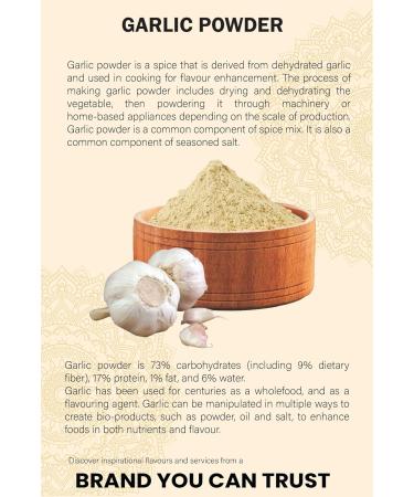 Premium Quality Mint Garlic Powder 200g - 100% Natural, Ground from Whole Dried Garlic - No Additives - Zip Sealed Bag Packaging - Buy Online on GoSupps.com