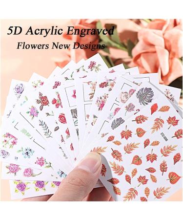 1pcs 5D Nail Sticker Gegraveer Flower Design kleeffoli n Decals DIY Manicure Slider 3D Nail Art Decorations Tips LASTZ5D0118 Claral Color 2 - Buy Online on GoSupps.com