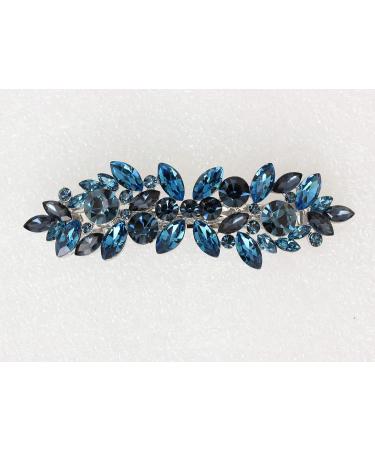 Faship Navy Blue Rhinestone Floral Hair Barrette Clip - Stunning Crystal Accessory - Buy Online on GoSupps.com