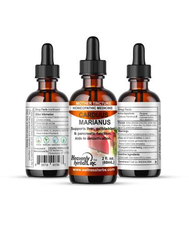 Heavenly Herbals Inc. Carduus Marianus Q - Mother Tincture - Supports Liver Gallbladder & Pancreatic Function. Aids in Detoxification. 2.0 Fl Oz - Made in USA - WellnessHerbs Ships from USA