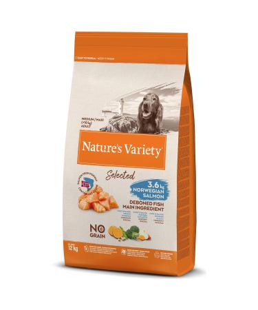 Nature's Variety Selected - Dry Dog Food for Medium and Large Breed Adult Dogs - Grain Free - with Boneless Norwegian Salmon - 12kg