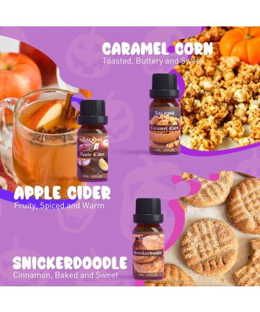 SALKING Halloween Fragrance Oils Essential Gift Set for Soaps & Candles - Pumpkin Pie, Caramel Apples, Candy Corn, Snickerdoodle, Caramel Corn, Apple Cider - Buy Online on GoSupps.com