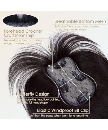 Hair Toppers for Women Clip in Bangs Real Human Hair,30g Brown Black Hair Topper for Women 150% Density Silk Base Clip in Hair Pieces Straight Hair for Thin Hair Daily Use - Buy Online on GoSupps.com