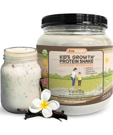 TruHeight Growth Protein Shake Ages 5+ (Vanilla) - Pediatric Recommended - Clinically Proven Nutrients, Vitamins, & Minerals for Kids, Teens & Young Adults - Immune Support, Powder Shakes & Snacks