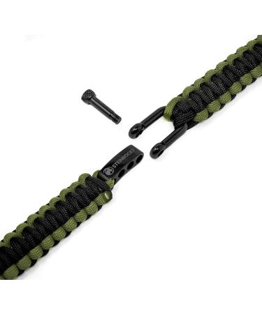 Steinbock7 Dachstein Paracord Survival Bracelet - Adjustable Stainless Steel Closure E-Book Instructions for Camping & Outdoor Adventures - Green/Black - Buy Online on GoSupps.com