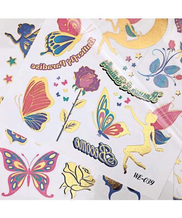 Girls Glitter Temporary Tattoos Kit - Rose, Fairy, Butterfly Designs | Waterproof, Colourful Stickers for Kids Birthday Party Favors - Buy Online on GoSupps.com