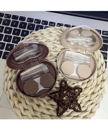 Howinn Heart-Shaped Contact Lens Case | Travel Kit with Mirror Tweezers & Solution | 2-Piece Beige & Light Brown Set for Everyday Use - Buy Online on GoSupps.com