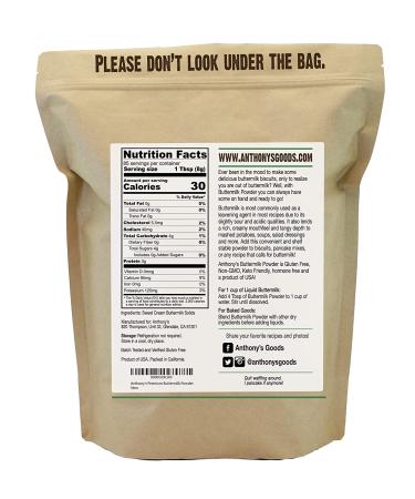 Anthony's Premium Buttermilk Powder 1.5 lb - Gluten Free, Non GMO, Made in USA, Keto & Hormone Free - Buy Online on GoSupps.com