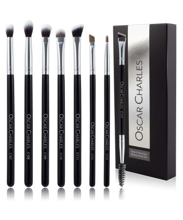 Oscar Charles 8-part professional eye-make-up brush set with soft blending brushes eyeshadow brushes and eyebrow brushes (silver) - Buy Online on GoSupps.com