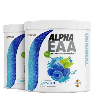 Alpha EAA powder 2x462g blue raspberry - incredibly delicious EAA drink powder all 8 essential amino acids vegan Eaas amino acids/amino workout drink optimal value made in germany blue raspberry (crystal blue) 924 g (2 Pack)