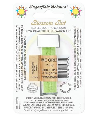 Sugarflair Lime Green Blossom Tint Food Colouring and Dusting Powder Matt Finish Brush On or Mix with Rejuvenator Spirit to Create a One of A Kind Cake - 7ml