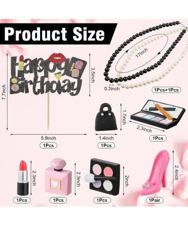 10 Pcs Makeup Cake Topper | Cosmetics Birthday Decorations | 3D Resin Bridal Shower Topper | Lipstick Perfume Eye Shadow Blush | Spa Theme Party Supplies for Girls Women - Buy Online on GoSupps.com