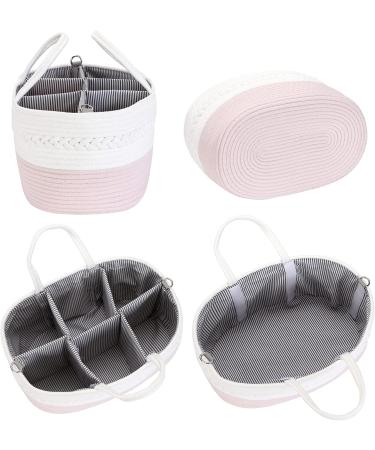Hinwa Baby Diaper Caddy | Portable Organizer for Infants | Cotton Rope Baby Shower Gift Basket - Large Rose Design - Buy Online on GoSupps.com