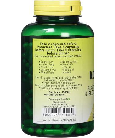 Health Plus Konjac Fibre 500mg (Glucomannan) - 210 Gelatin Free Capsules for Slimming & Weight Control - Buy Online on GoSupps.com