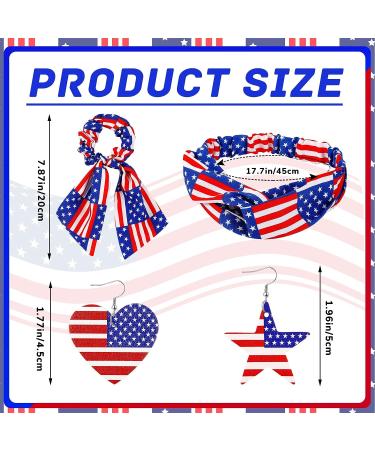 July 4th Accessories Kit: American Flag Headbands, Patriotic Scrunchies, USA Flag Earrings, Temporary Tattoos, Star Bead Necklaces - Buy Online on GoSupps.com