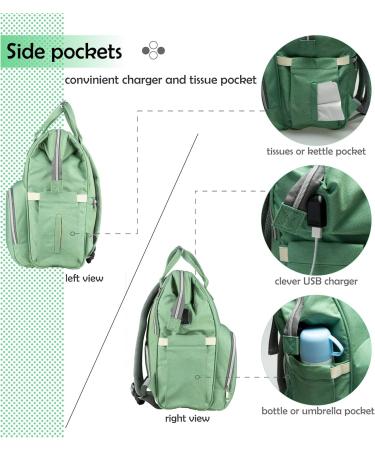 NEVEQ Babilation Wicking Pack: Large Capacity Multi-Compartment Travel Backpack for Diapers - Waterproof Portable with Fan & Baby Flasher - Light Green - Buy Online on GoSupps.com