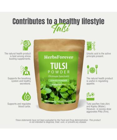 HerbsForever Tulsi Powder Holy Basil Leaves Powder Ocimum Sanctum Support Immune System Promote Calmness and Stress Relief Non GMO Vegan 454 GMS - Buy Online on GoSupps.com