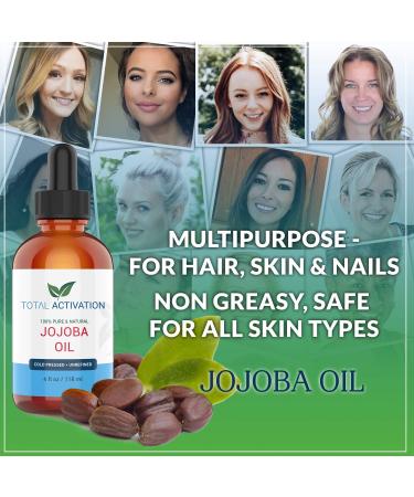 Total Activation Organic Jojoba Oil for Skin, Hair & Nails - 100% Pure, Unrefined, Cold Pressed - Natural Face Moisturizer - Large 4 oz Bottle - Buy Online on GoSupps.com