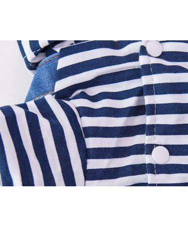 Pet Denim Stripe Jumpsuit for Small Dogs | Adorable Puppy Jeans Coat | Dog Hoodie Apparel in Blue-1 | S Weight (34lb) | Chest (12) | Machine Washable - Buy Online on GoSupps.com