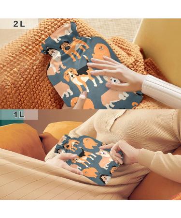 Pug Dog Pattern Hot Water Bottle | 2L Soft Cover Bag for Cramps & Pain Relief | PVC Hand & Feet Warmer - Shop Internationally - Buy Online on GoSupps.com