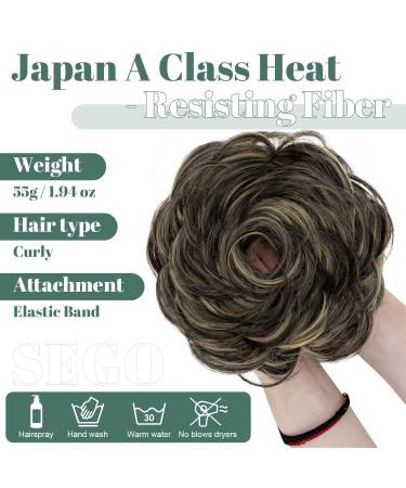Buy Sego Large Hair Part with Rubber Band - Dark Brown & Golden Hair Tie for Women | Perfect for Ponytail Braid & Bun | 55g Hair Extensions - Buy Online on GoSupps.com