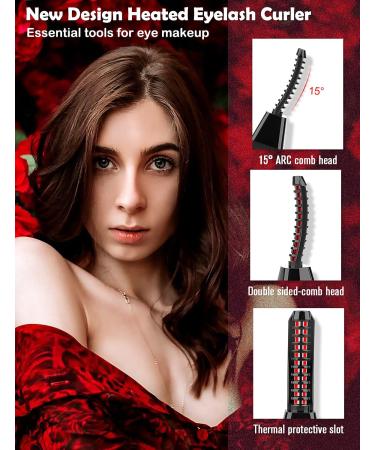 Heated Eyelash Curler USB Rechargeable Electric Eyelash Curler for Quick Natural Curling Long-Lasting Eyelashes Curl Tool Valentine's Gifts for Women (Heated Eyelash Curlers Rose Red) wml-c rose red - Buy Online on GoSupps.com