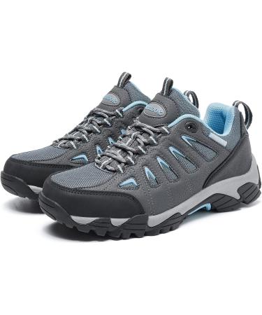 SHULOOK Women's Waterproof Hiking Shoes - Comfortable & Non-Slip | Grey Blue, Size 9 - Buy Online on GoSupps.com