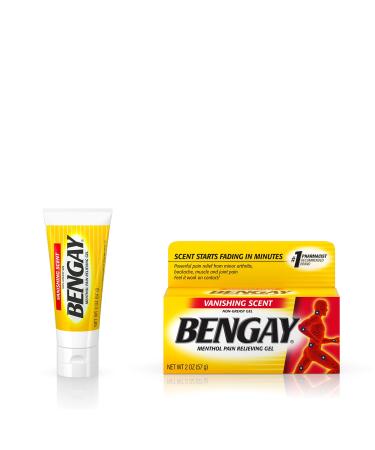 Vanishing Scent Bengay Pain Relief Gel Non-Greasy Topical Pain Reliever with Cooling Menthol 2 oz