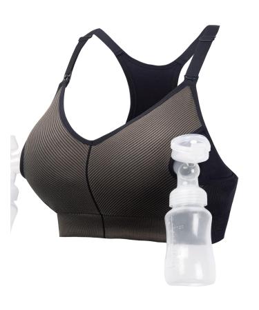 HOFISH Pumping Sports Bra for Women Padded Medium Support Racerback Bras Seamless High Impact Yoga Exercise Athletic Bras XXL Pumping Bra: Black/Cameo