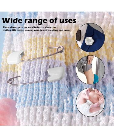 10 pcs Stainless Steel Cloth Diaper Pins - Traditional Safety Pin (White) - Buy Online on GoSupps.com