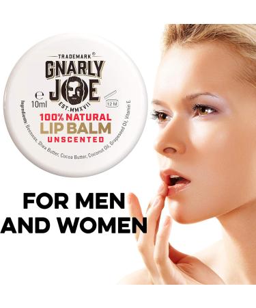Gnarly Joe Moisturising Lip Balm - 10ml - 100% Natural Ingredients - Cocoa Butter - Coconut Oil - Beeswax - Vitamin E Oil - Lip Care - Organic Lip Balm - Lip Repair - Lip Moisturiser - (Unscented) - Buy Online on GoSupps.com