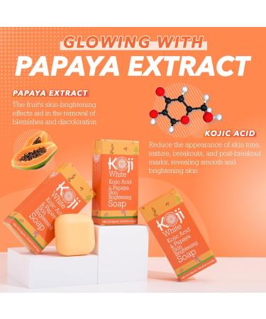 Koji White Kojic Acid Soap Gift Set - Vegan Skin Brightening Bar for Women | Papaya & Collagen Soap - Paraben-Free Uneven Skin Tone Solution (6 Bars 2.82 Oz - Buy Online on GoSupps.com