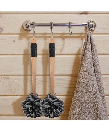 2pcs Bamboo Charcoal Loofah Back Scrubber Shower Brush for Sensitive Skin - Waterproof Handle - Buy Online on GoSupps.com