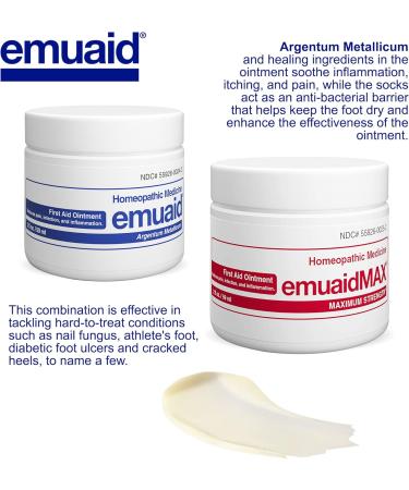 EMUAIDMAX Nail Fungus Ointment Bundle with Silver Ionic Socks - Maximum Strength Solution - Buy Online on GoSupps.com