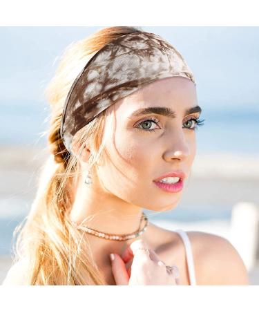 Huachi Tie Dye Headbands for Women | 6 Pack Boho Athletic Sweat Bands for Yoga & Running - Buy Online on GoSupps.com
