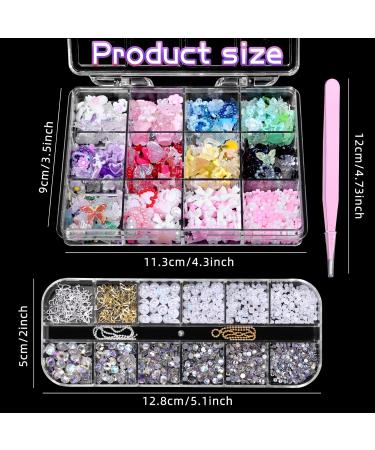 3D Nail Charms Set | Colorful Butterfly Flower Bow & Gem Nail Art Accessories | DIY Nail Art Supplies - Buy Online on GoSupps.com
